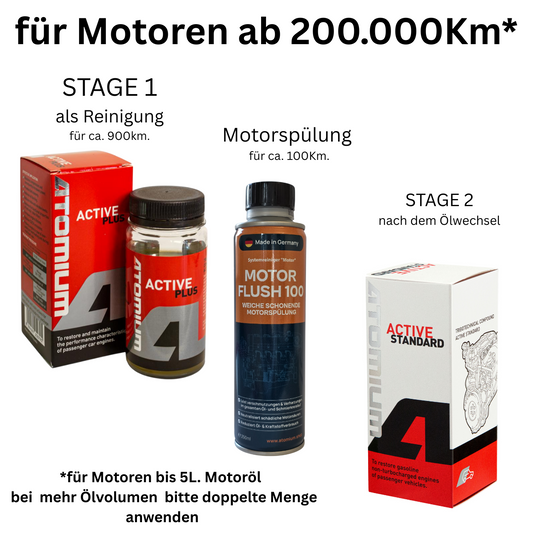 ATOMIUM Set für Motoren ab 200.000km. mit Spülung